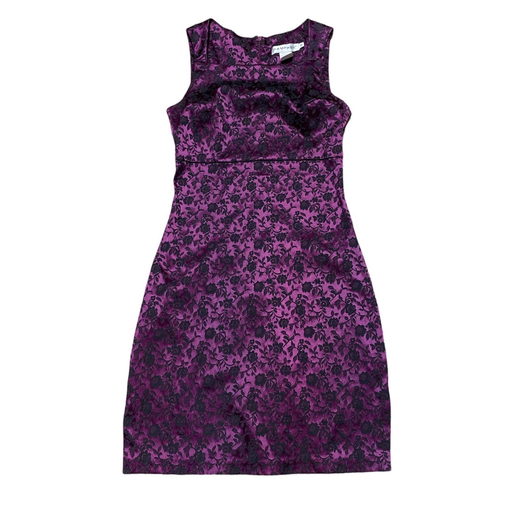 Vintage Rampage Sleeveless Dress Women’s 3 Purple Floral Square Neck Mini 90’s